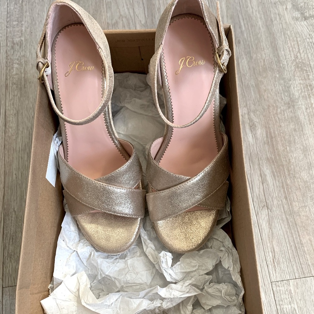 J.Crew Wedge Espadrille (metallic - light gold) W7.5 (NEW)- price is negotiable